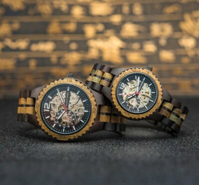 Automatik mechanische Damen Herren Armbanduhr Holzuhr Modern