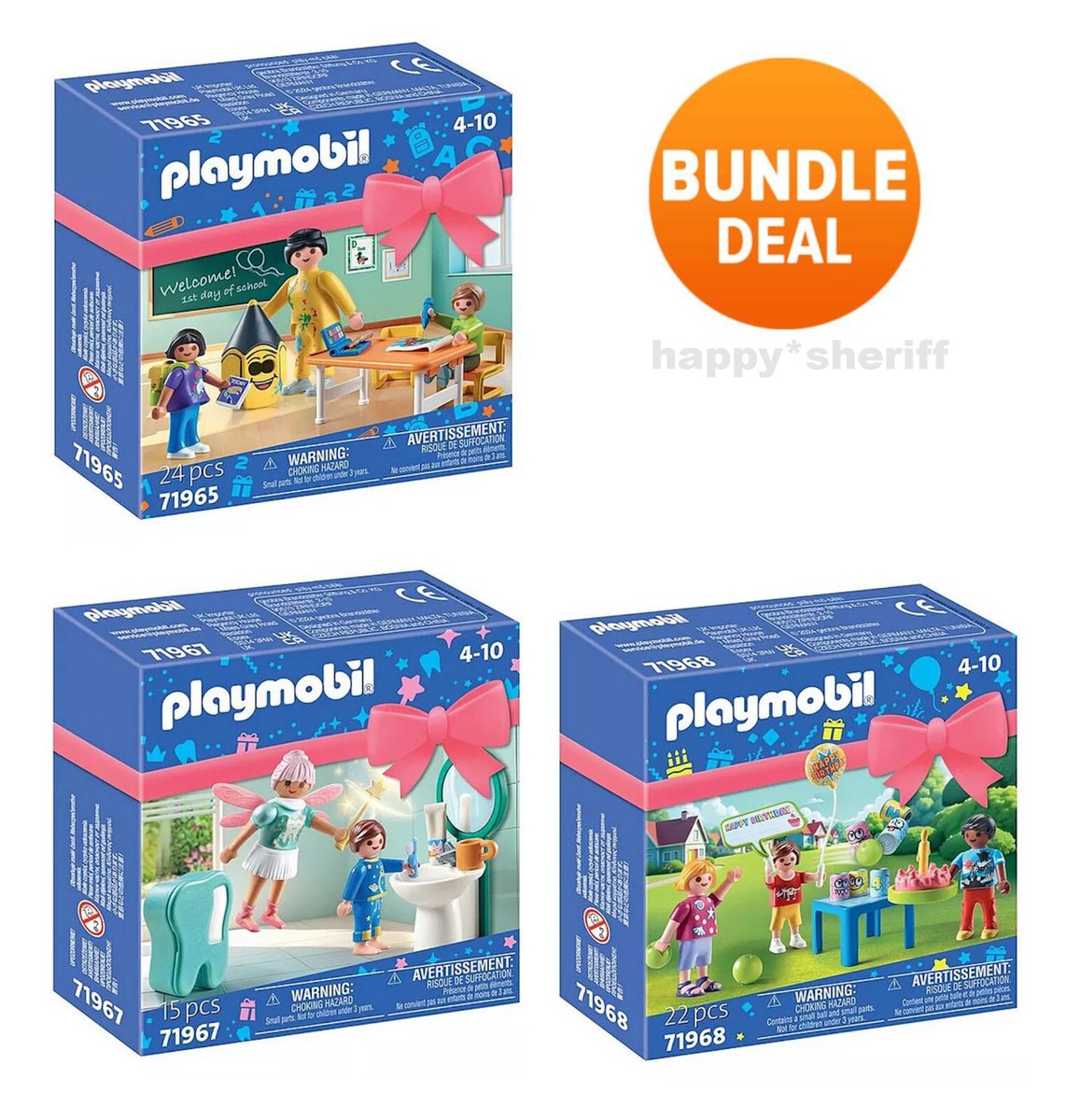 Playmobil Three Gift Sets 71965 and Set 71967 and Set 71968 Bundle
