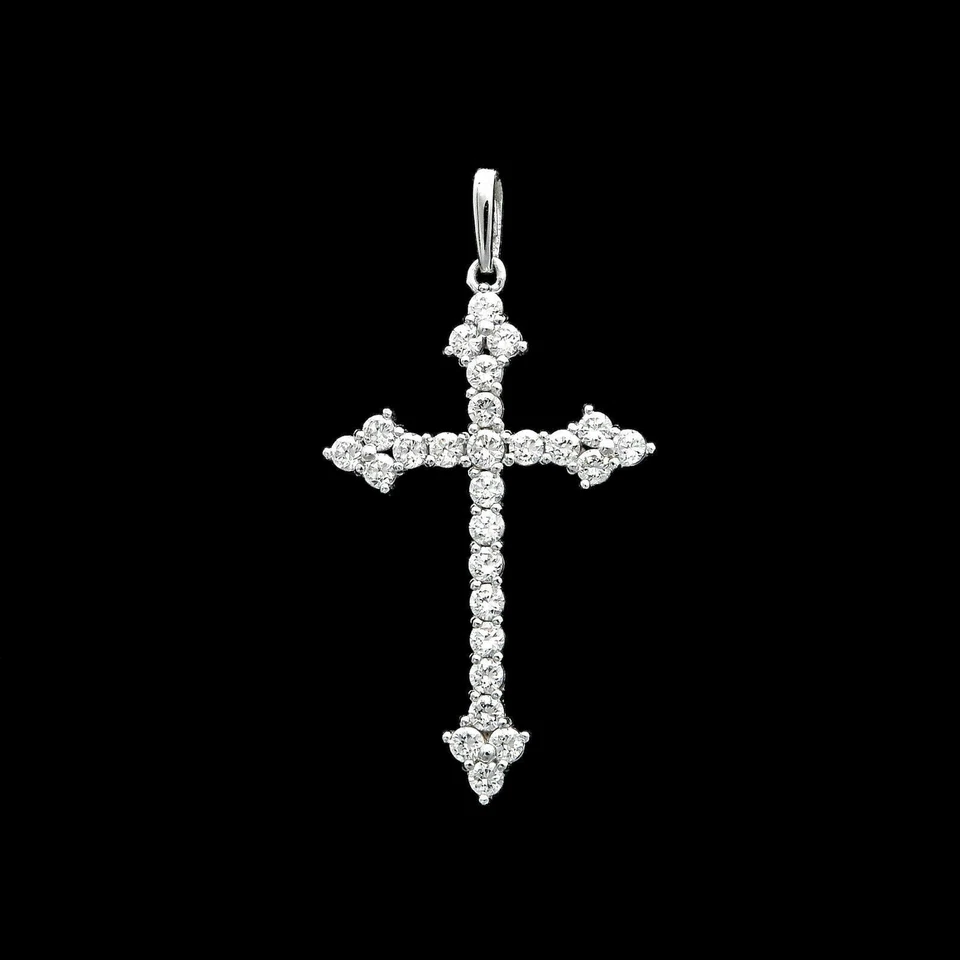 1/2Ct White Round Moissanite Diamond Jesus Cross Pendant In 925 Sterling  Silver - Image 4 of 4
