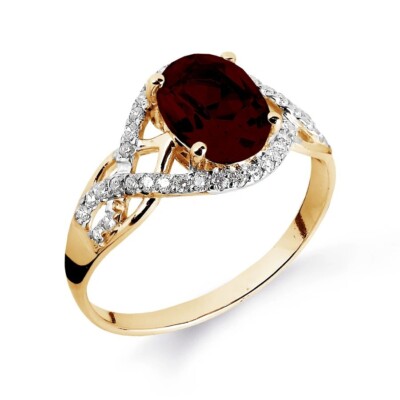 2.7CT Red Garnet Lab Created Diamond Split Shank Halo Engagement 925 Silver Ring