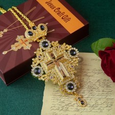 Greek Orthodox Church Bishops Pectoral Cross Necklace Priest Ordination Purple
