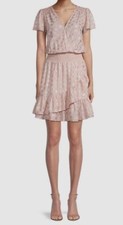 $165 Michael Kors Women Pink Julia Metallic Short-Sleeve Faux Wrap Dress Size XS