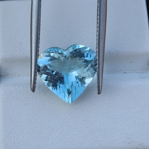 4.77 Cts 11.8x12.7 MM Natural Medium Blue Aquamarine Faceted Heart Gemstone - Picture 7 of 12