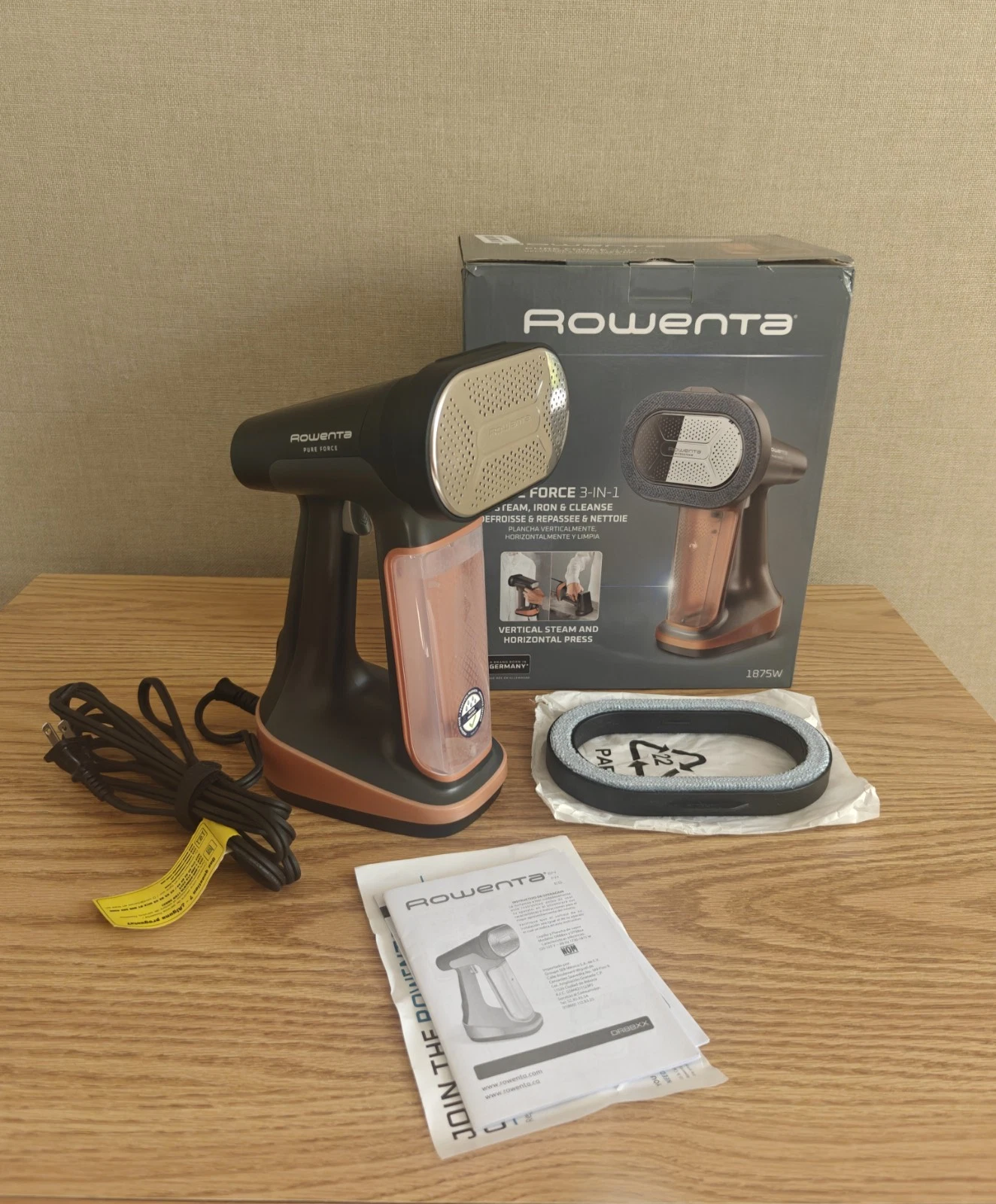Rowenta Pure Force 3-in-1 Handheld Steamer DR8855 1875W Black Copper | Tested