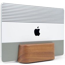 COREMINDED Adjustable Vertical Laptop Stand for Desk, Single, Solid Walnut