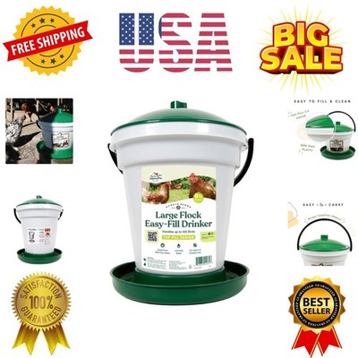 Large Flock Easy-Fill Poultry Drinker, Made with BPA-Free Plastic, Top Fill D...