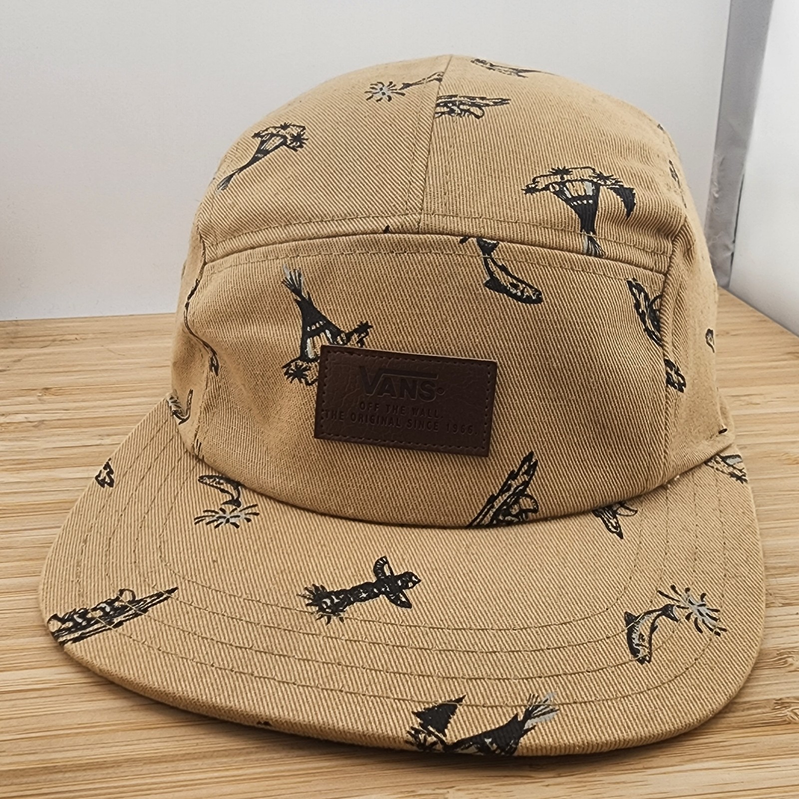 Vans 5 Panel Hat, Leather Patch, Native AOP, Skating, Buckle Strapback