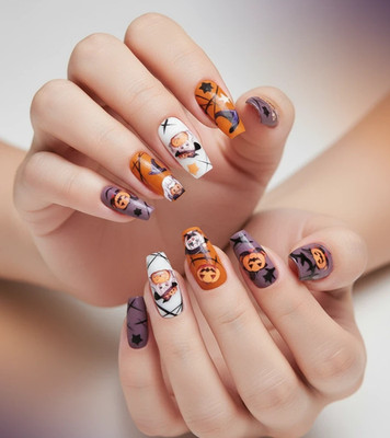 Witch & Pumpkin Nail Stickers   Halloween Witches, Hats & Stars Decals (356)