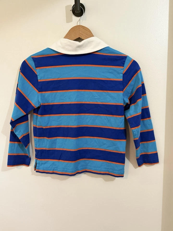 Camisa de Rugby Hanna Andersson Talla 130 Niño Talla 8 Azul Naranja Rayas Manga Larga Foto 3 de 4