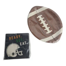 American Greetings Football Paper Plates  10 Napkins 20 Ct. Super Sunday Party