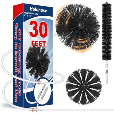 Dryer Vent Cleaner Kit - 30ft Duct Cleaning Brush Set for HVAC
