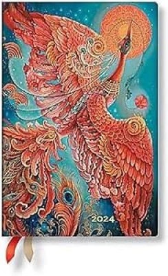 12-Monatskalender Flexi 2024 Feuervogel Mini Horizontal , Paperblanks: