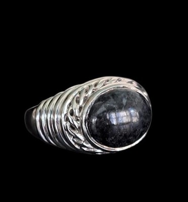Vintage 1960's Men's Sterling Silver Ring with Onyx Stone Size 8.25