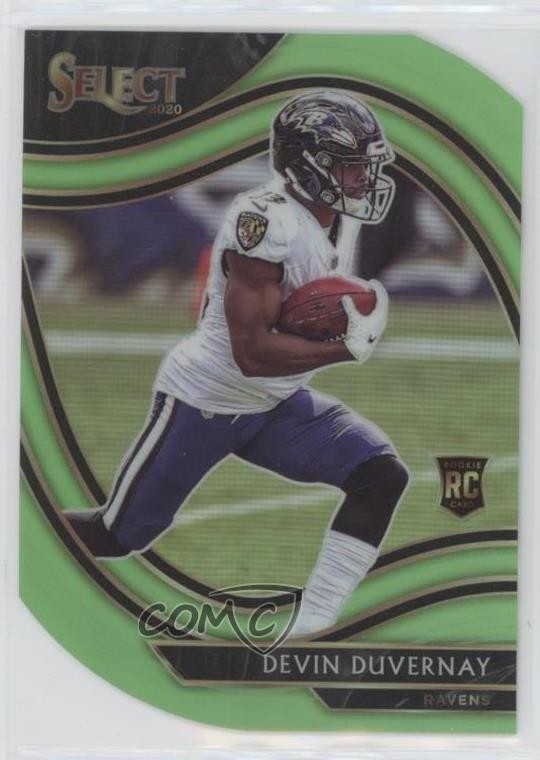 2020 Panini Select Field Level Neon Green Prizm Die-Cut Devin Duvernay #377 2l4