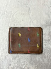 Vintage Polo Ralph Lauren Brown Bifold Wallet Multicolor Logo Men's Credit Card