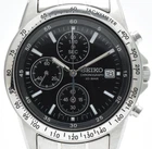 SEIKO 7T92-0DW0 Chronograph Black Dial Date 38mm Quartz Men's Vintage Watch JP