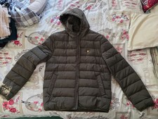 BNWT Lyle And Scott Vintage Mens Lightweight Hooded Puffer Jacket Olive Large