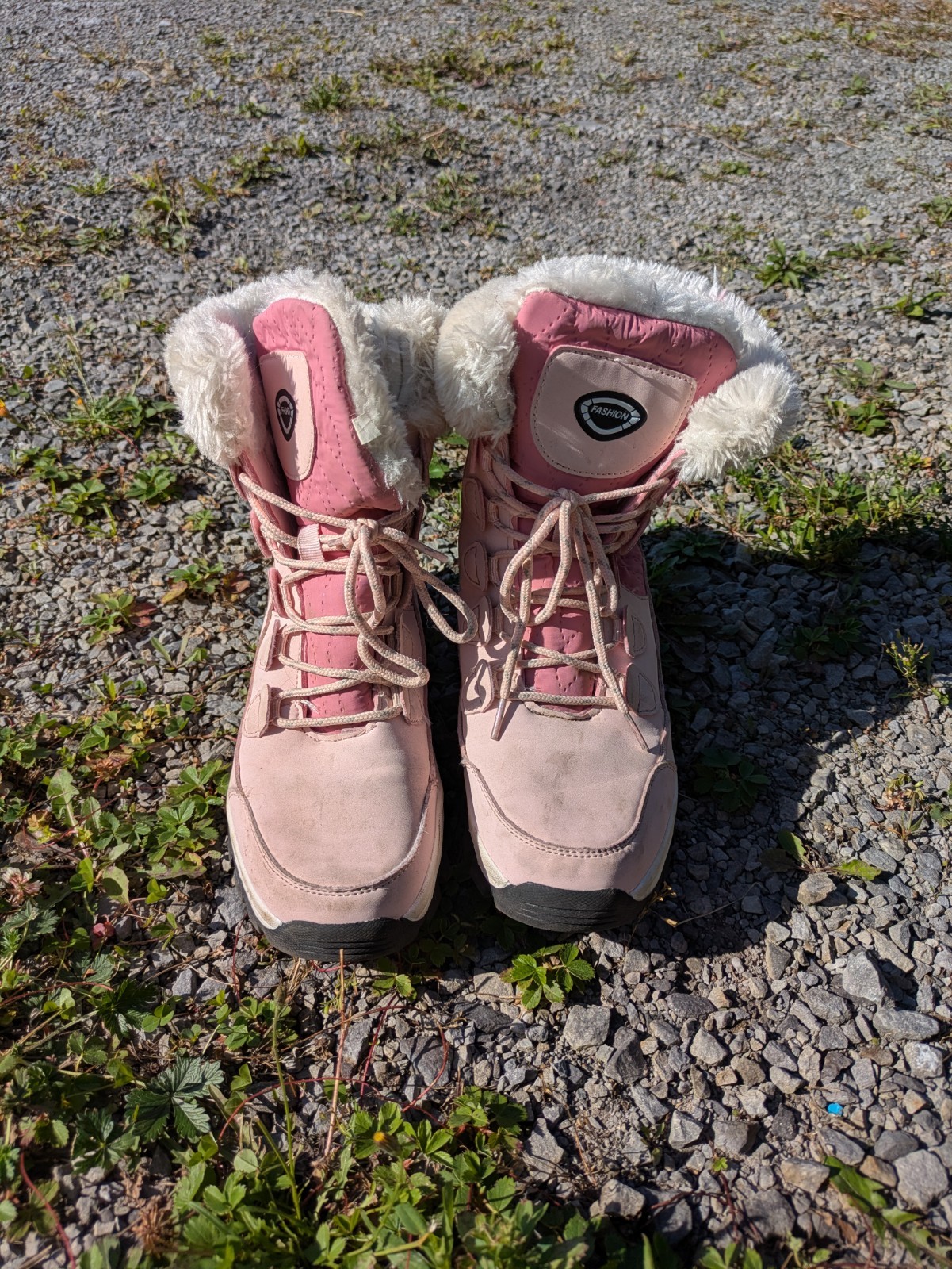 Girls' Snow Boots Faux Fur, Waterproof, Pink, Size 5-image