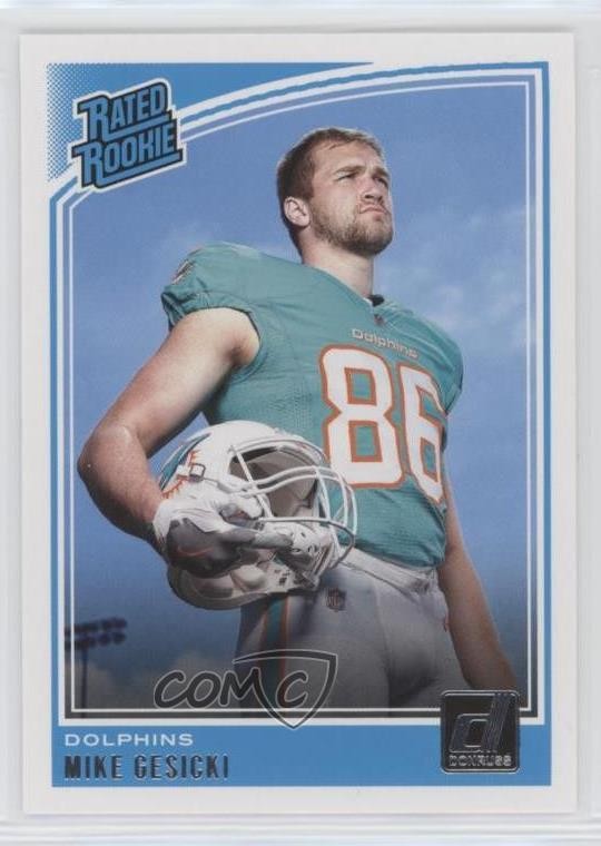 2018 Panini Donruss Rated Rookie Aqueous Test Mike Gesicki #337 hg6