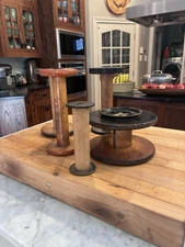 Yarn Spools (5) Antique Industrial Wooden Yarn Spools/Bobbins Different Sizes