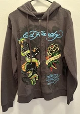 Ed Hardy Full Zip Fleece Hoodie Panther & Snake The Corps Men’s M NWT