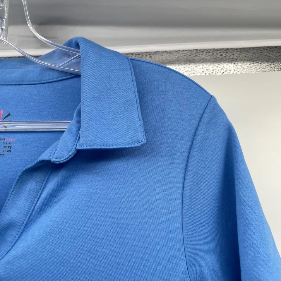 Vestido polo Isaac Mizrahi manga corta azul para mujer talla XXS Foto 4 de 4