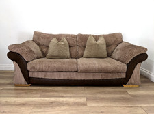 SOFA 3 Seater Jumbo Cord Two Tone Brown Removable Cushions FREE DELIVERY