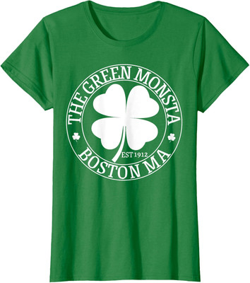 The Green Monsta Boston Funny Vintage Shamrock Ladies' Crewneck T-Shirt