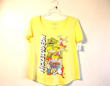 Nickelodeon Retro Screen Tee Women Sz XL NWT Short Sleeves T Shirt Yellow