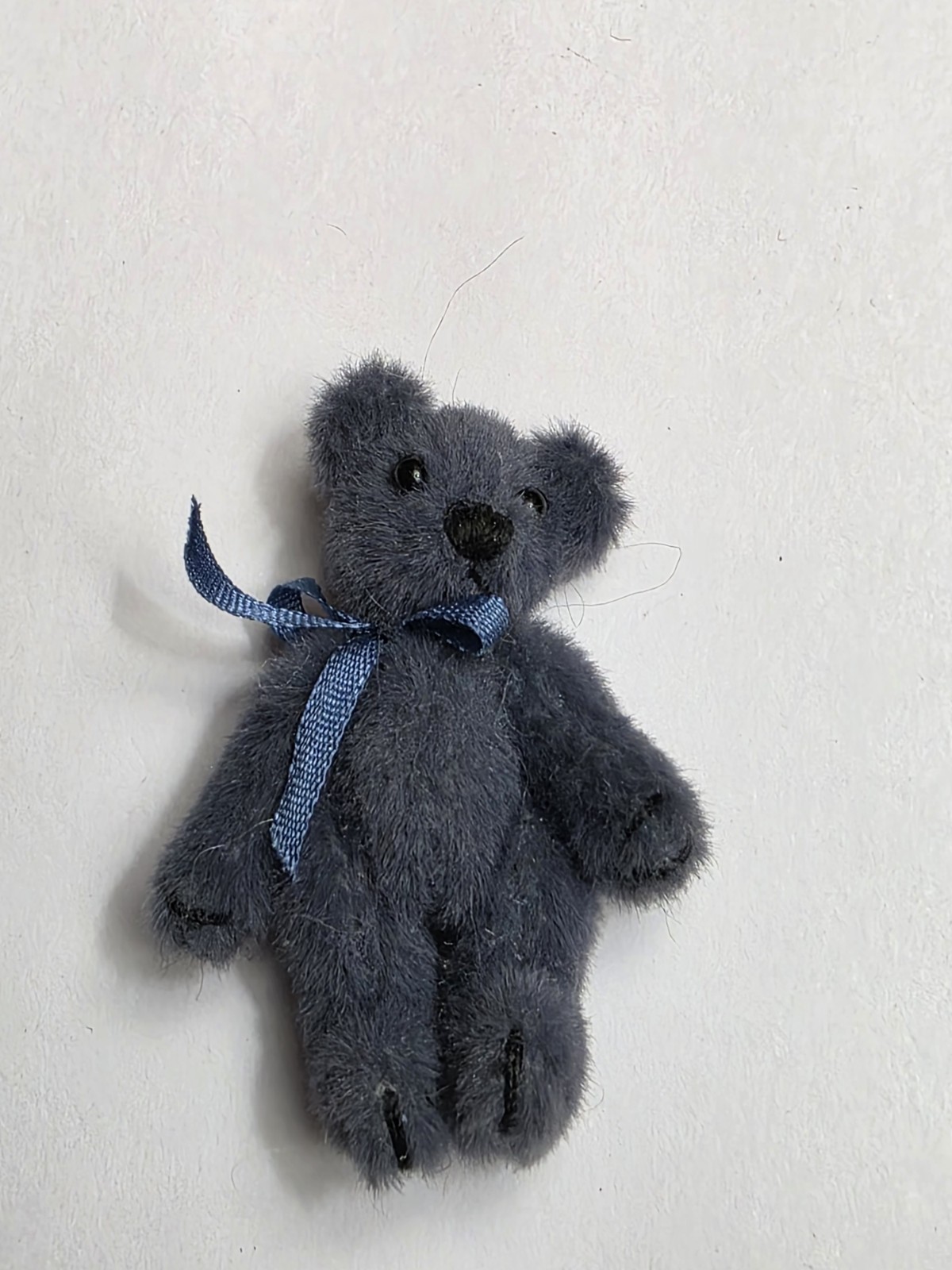 Vintage Artisan Dollhouse Miniature Blue Jointed Plush Teddy Bear