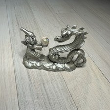 Wizard Dragon Crystal Ball Pewter Figurine Vintage 1987 Spoontiques