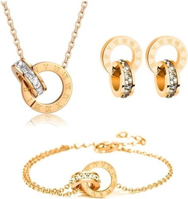 Schmuckset mit Römische Ziffern Doppelkreis Design - Hypoallergen und