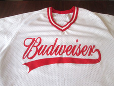 Vintage Don Alleson BUDWEISER Jersey Mesh Pullover Size XL White Red V-Neck