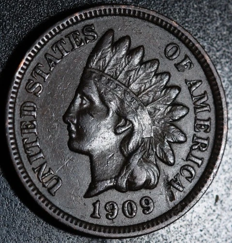 1909 INDIAN HEAD CENT - With LIBERTY & Near 4 DIAMONDS - AU UNC