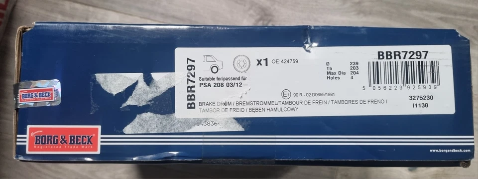 Brake Drum Rear BBR7297 Borg & Beck 4247.59 - Image 2 of 4