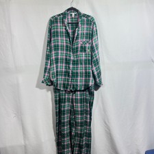 Victorias Secret Plaid Pajama Set Top  Bottom Size XL