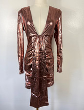 SHEIN SXY Women's Dress Small Pink Shiny Long Sleeve Party Long Sleeve NWT