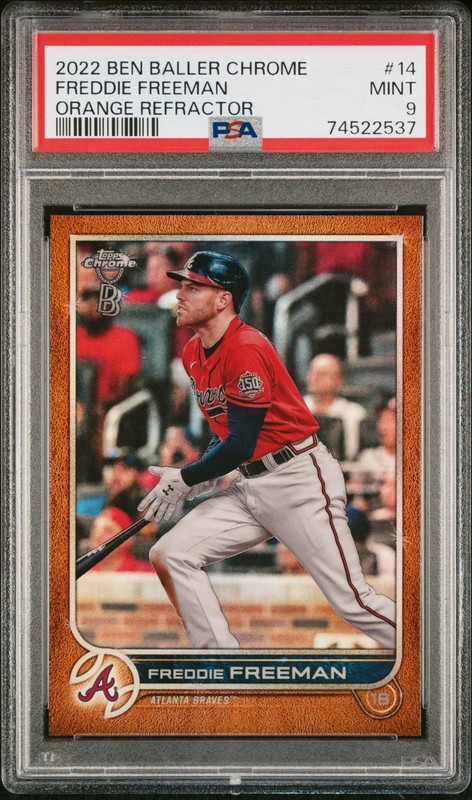 2022 Topps Chrome Ben Baller Freddie Freeman Orange Refractor /25 #14 PSA 9 Mint