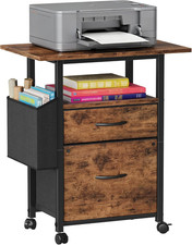 2 Drawer File Cabinet with 24'' Extended Desktop, Mobile Filing Cabinet, Rolling