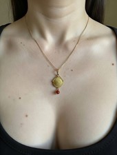 Ciondolo Pendente in Filigrana Sarda con Corbula e Corallo Rosso Oro 18 kt 750‰