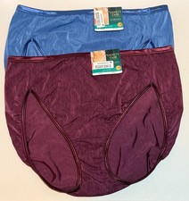 NWT 2 Vanity Fair Illuminations Hi Cut Panties 13108 Plum/Blue Size 9/2XL