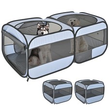 2-in-1 Pop Up Puppy Playpen, Detachable into 2 Separate Pens with Additional ...