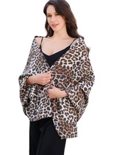 Womens Leopard Print Pashmina Shawl Jacquard Wraps Evening Long Spring Scarf
