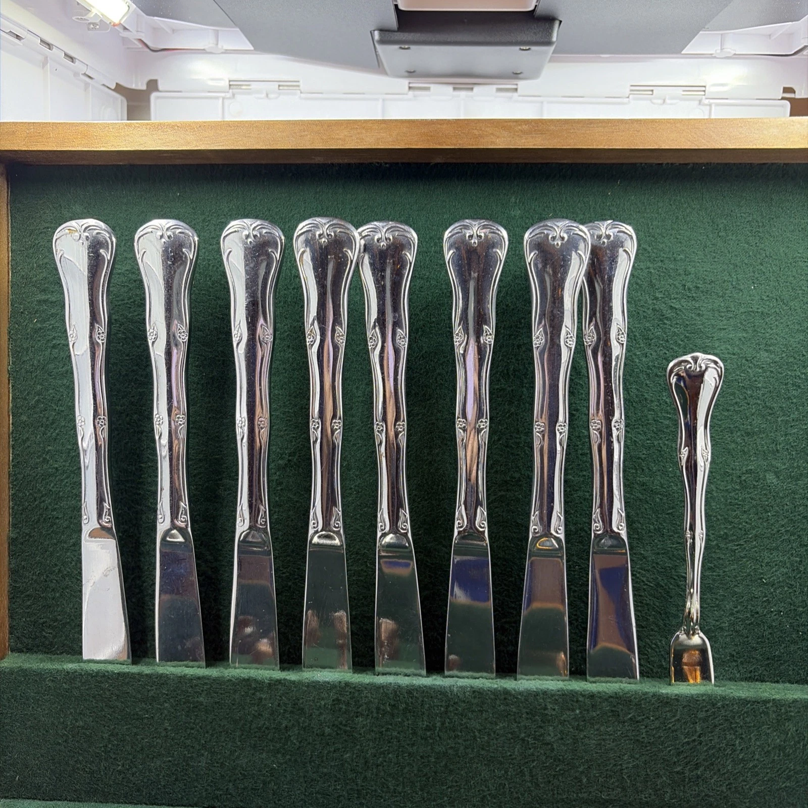 Wallace SIMPLICITY Stainless 18/8 Glossy Silverware With Case Incomplete