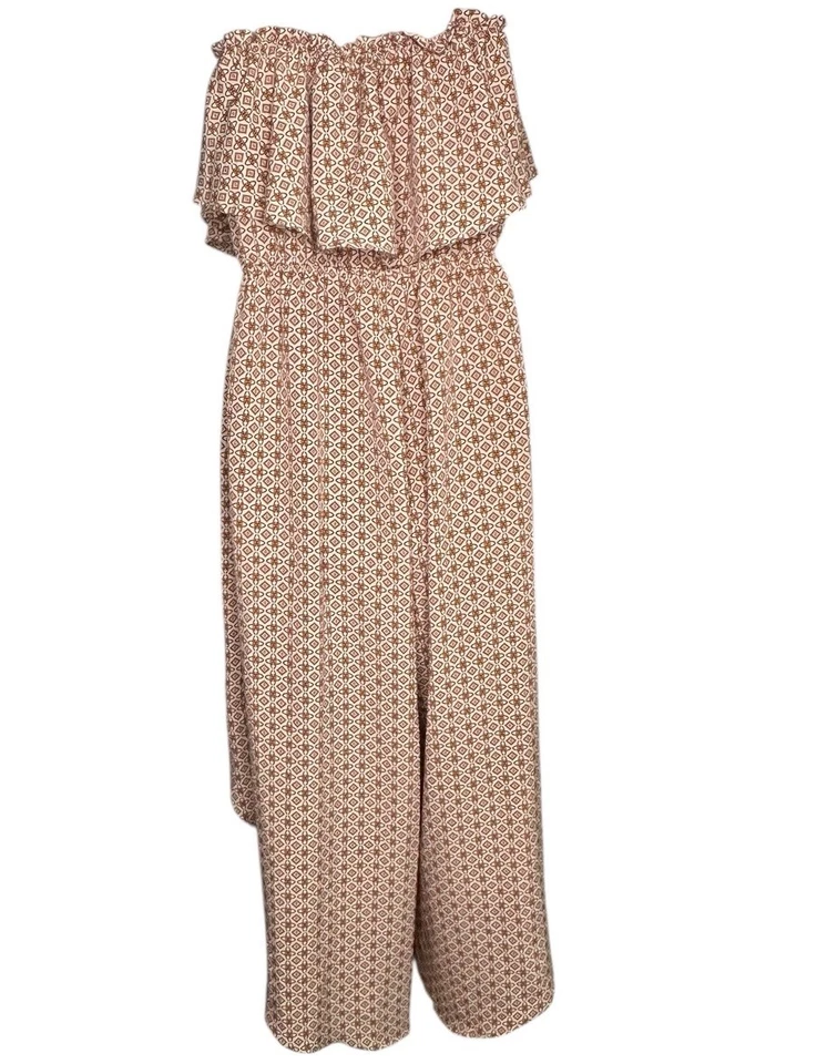 Mono estampado GeeGee con volantes sin mangas asimétrico pierna ancha boho fluido Foto 4 de 4