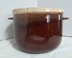 Vintage McCoy Bean Pot Crock Brown Drip Glaze 3.5 Quart Handles 5.75"T x 7.5"D