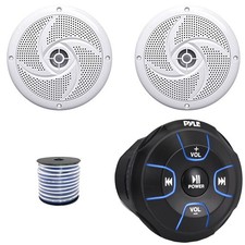 Pyle PLMRBT18 Bluetooth Marine Controller, 2x 4" 100W Peak Low Profile Speakers