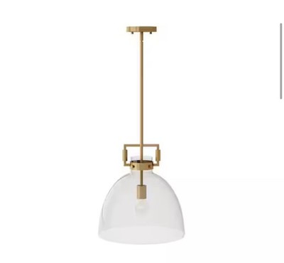 Nathan James 12203 Leigh Gold Indoor Ceiling Hanging Pendant Light Clear Glass