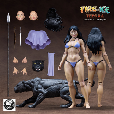 Frazetta Girls Teegra w/ Panther 1:12 Fire and Ice Figure NEW