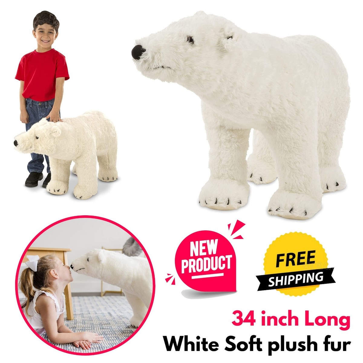Polar Bear Melissa And Doug Large Stuffed Animals Giant Polar Bear